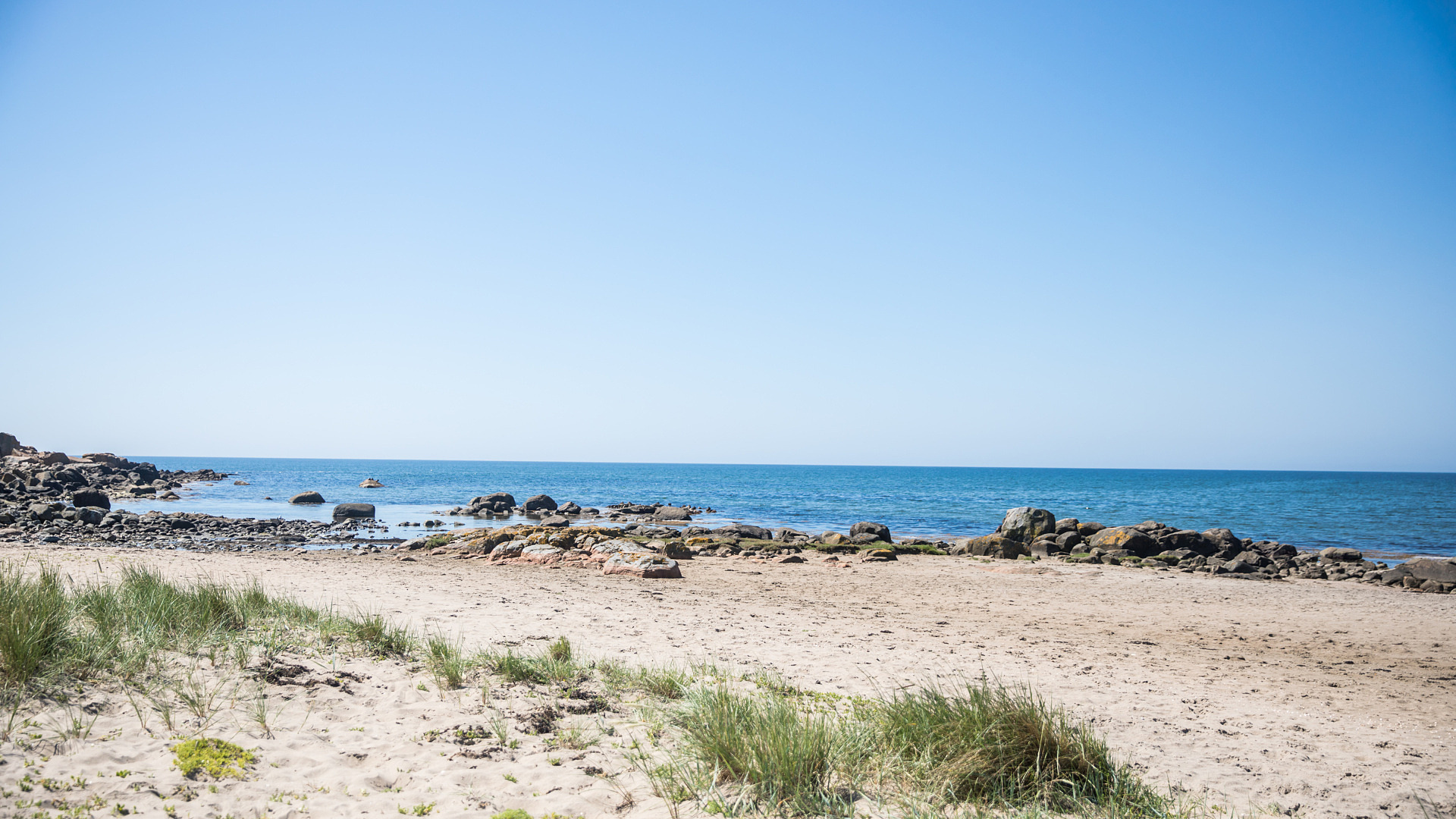 Trevlig sandstrand i Grimsholmen